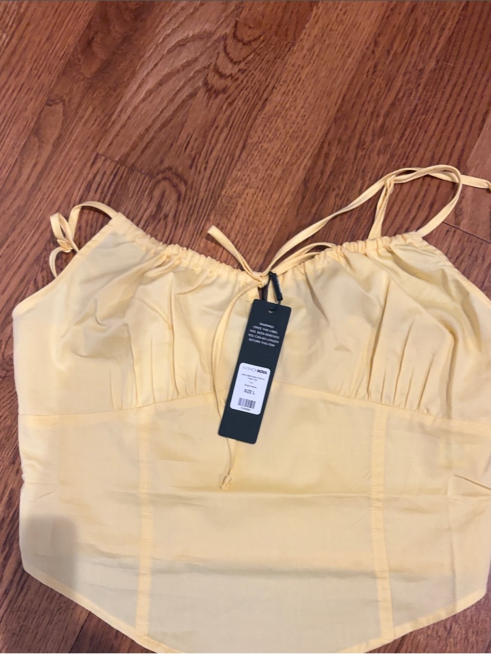 Fashion Nova Yellow Tie-Shoulder Bustier Cami
